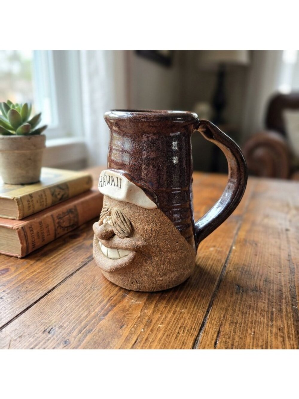 Vintage Studio Folk Art Pottery Grandpa Ugly Face Coffee Mug 3D Primitive Rustic